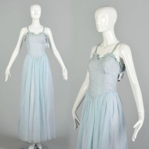 Medium 1950s AS IS Baby Blue Lace Prom Dress