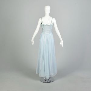 Medium 1950s AS IS Baby Blue Lace Prom Dress - Fashionconstellate.com