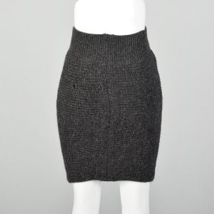 XS Chloé Stretch Knit Mini Skirt Sexy Gray Body Con Wool Alpaca Designer Autumn - Fashionconstellate.com