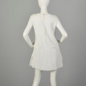 Medium 1960s Romper Tennis Playsuit White Waffle Textile - Fashionconstellate.com