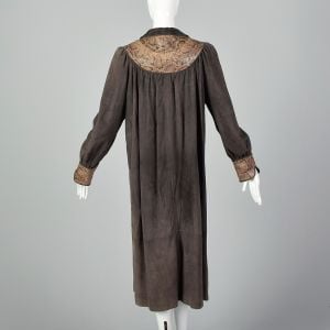 Small 1980s Thormahlen Coat Suede Snakeskin Trim Outerwear - Fashionconstellate.com