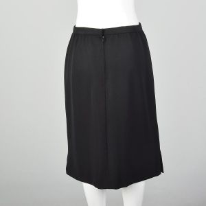 Large 1960s Skirt Black Faille Rockabilly Pinup Knee Length Skirt - Fashionconstellate.com