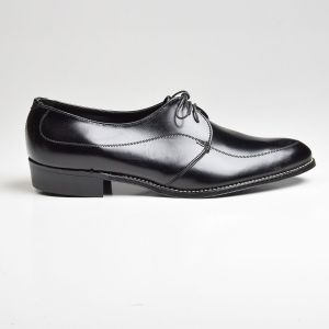 Sz10.5 1960s Black Leather Milano Casual Derby Lace-Up Vintage Deadstock Shoes - Fashionconstellate.com