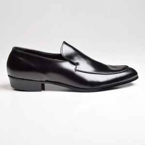 Sz12 1960s Black Leather Slip-On Pump Vintage Deadstock Thomas Loafer Shoe - Fashionconstellate.com