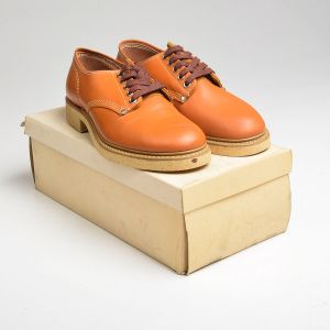 Sz6 1960s Leather Para Cork Derby Workwear Lace-Up Shoe