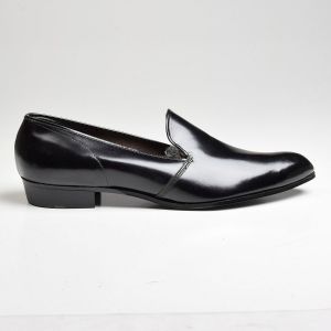 SZ12 1960S Black Leather Loafer Polished Tru-Flex Slip-On Shoe Deadstock - Fashionconstellate.com