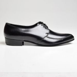 Sz13 1960s Black Leather Derby Shoe Tru-Flex Classic Lace-up Shoe Deadstock - Fashionconstellate.com