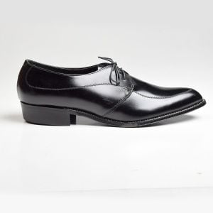 Sz9.5 1960s Black Leather Derby Milano Lace-Up Deadstock Vintage Shoes - Fashionconstellate.com