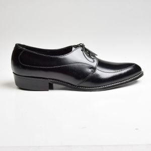 Sz9 Black Leather Milano Derby Vintage Lace-Up Deadstock Casual Shoes - Fashionconstellate.com