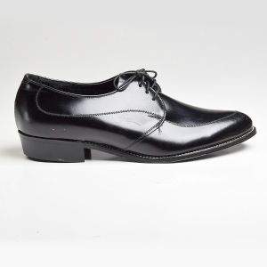 Sz9 1960s Black Leather Derby Tru-Flex Lace-Up Vintage Shoes - Fashionconstellate.com