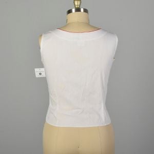 XL 1950s Shirt White Sleeveless Lightweight Summer - Fashionconstellate.com