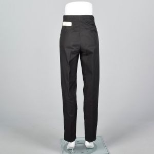 Small 1960s Mens Pants Black Cotton Deadstock Trousers  - Fashionconstellate.com