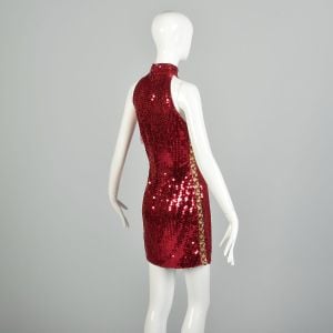 Small 1990s Red Sequin Mini Naked Party Dress - Fashionconstellate.com