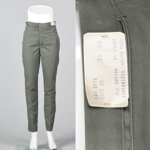 Small 1960s Mens Pants Green Deadstock Trousers