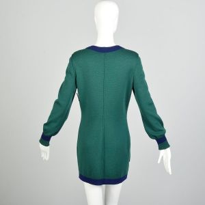 Chanel Boutique Autumn/Winter 1990/1991 Sweater Dress Long Sleeve with Tags Green Navy Mini - Fashionconstellate.com