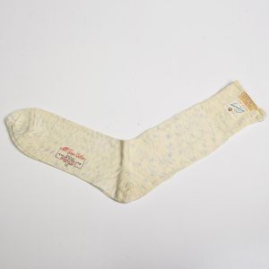 Deadstock 1950s Men's Cotton Socks Soft Ivory Rib Knit Tops Blue Fleck  - Fashionconstellate.com