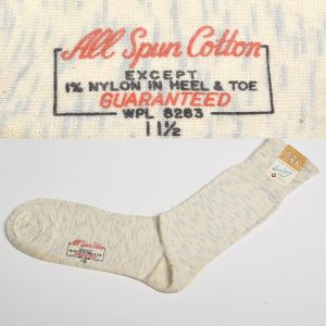 1950s Men's Deadstock Socks Off White Blue Fleck Rib Knit Top Spun Cotton