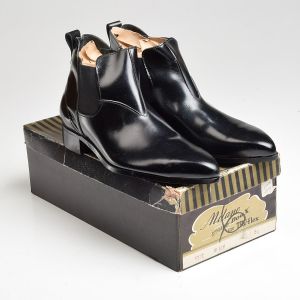 Sz 6 1960s Deadstock Black Leather Chelsea Beatle Boots