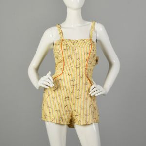 XS 1950s Novelty Fish Print Romper Summer Play Suit