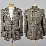 Medium 38L 1970s Mens Suede Trim Blazer Plaid Tweed Jacket  - Fashionconstellate.com