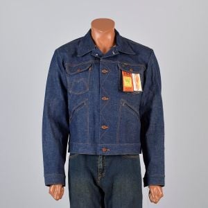 40 Mens VTG NOS 70s Maverick Cotton Denim Jean Jacket Cowboy Cut Indigo Classic