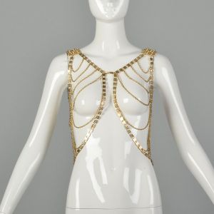  OSFM 1970's Trifari Vest Gold Tone Square Link Chain Sexy Fetish Jewelry