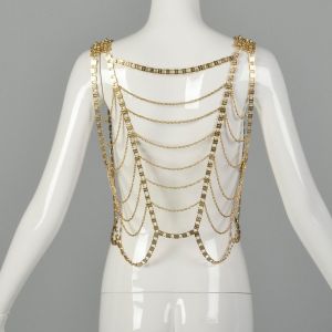  OSFM 1970's Trifari Vest Gold Tone Square Link Chain Sexy Fetish Jewelry - Fashionconstellate.com