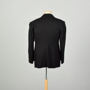 Medium 1930s Black Tuxedo Jacket Contrast Peak Lapel Ventless 4 Button Double Breasted - Fashionconstellate.com