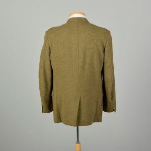 Large 1950s Olive Green Tweed Wool Sport Coat 3 Buttons Single Vent Notched Collar - Fashionconstellate.com