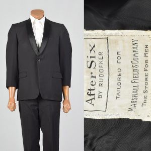 Medium 40S 1950s Mens Tuxedo Shawl Collar One Button Jacket Convertible Pockets