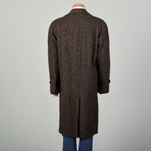 XXL 1950s Coat Brown Boucle Wool Tweed Raglan Sleeve Winter Overcoat - Fashionconstellate.com