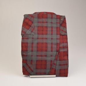 Small 1960s Mens Robe All Cotton Flannel Red Gray Plaid Sleepwear Loungewear - Fashionconstellate.com