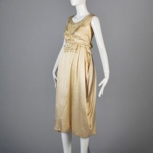 1920s Wedding Dress Ivory Silk Bridal Gown Sleeveless Wedding Gown - Fashionconstellate.com