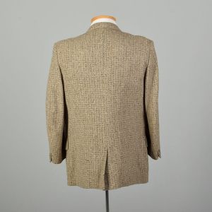 43R 1950s Wool Tweed Jacket 3 Button Tan Black Atomic Tweed  - Fashionconstellate.com