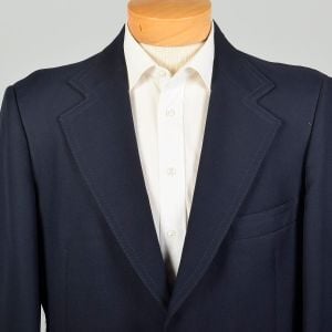Large 1970s Brookford Navy Blue Blazer Sportcoat - Fashionconstellate.com