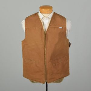 Sz Lg 1980s Carhartt Vest Sherpa Lined Duck Zip Front