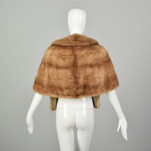  OSFM 1950s Caramel Real Mink Wrap Fur Shawl Collar Cape Winter Stole  - Fashionconstellate.com