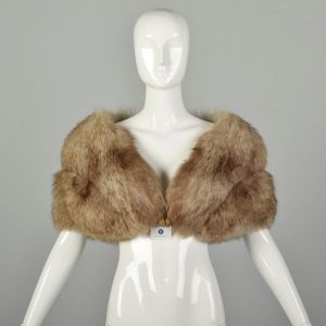 OSFM 1950s Real Fox Fur Collar Stole Shrug Wrap 