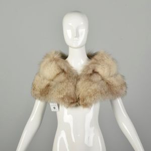 Fox Fur Shawl Grosgrain Ribbon Inset Plush Luxury Wrap