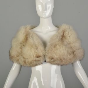 OSFM 1950s Real Fox Fur Stole Warm Winter Shrug Cozy Wrap