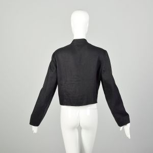 Large 2000s Ralph Lauren Shirt Black Linen Long Sleeve Jacket - Fashionconstellate.com
