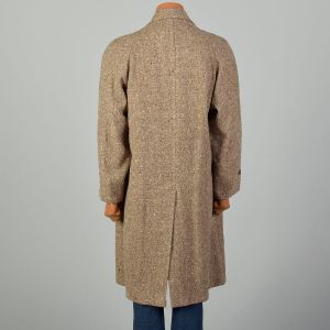 Medium 1950s Coat Light Brown Atomic Fleck Tweed Wool Overcoat - Fashionconstellate.com
