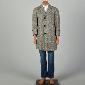 Medium 1950s Car Coat Rich Wool Tweed Zip Out Winter Wool Lining   - Fashionconstellate.com