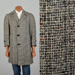 Medium 1950s Car Coat Rich Wool Tweed Zip Out Winter Wool Lining  