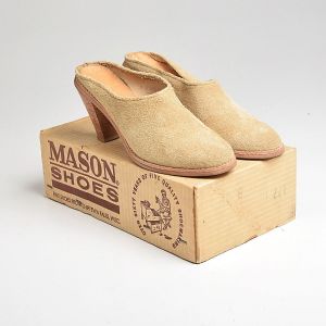 Sz 8 1970s Tan Suede Slip On Hippie High Heel Mules Shoes - Fashionconstellate.com
