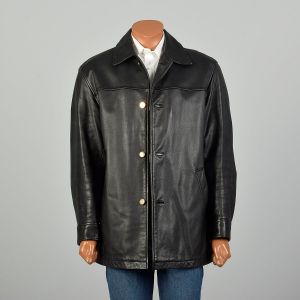 Large 2000s Jacket Gap Brand Black Leather Winter Coat