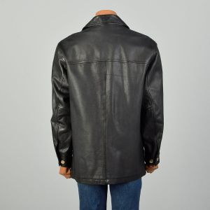 Large 2000s Jacket Gap Brand Black Leather Winter Coat - Fashionconstellate.com