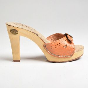 Size 7M 1970s High Heel Slide Sandals Slip-On Boho Heels Hippie Shoes