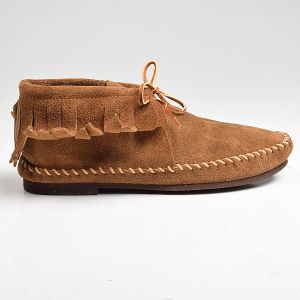 Sz 8 1970s Brown Fringe Leather Suede Moccasins - Fashionconstellate.com