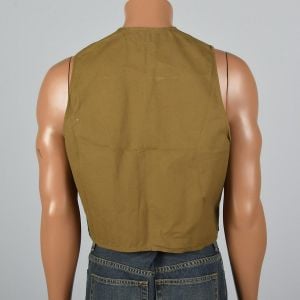 Medium 1950s Mens Deadstock Shooting Vest Cotton Canvas Button Front Outerwear - Fashionconstellate.com